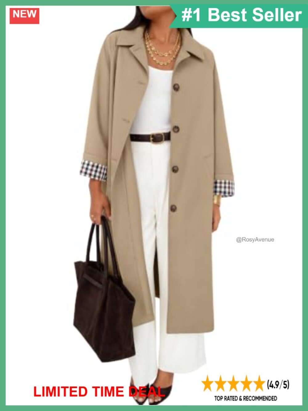 Oversized Single Breasted Trench Coat Windproof Lapel